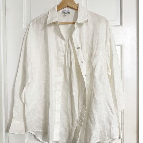 Lucy Paris Tops - Lucy Paris White Linen Long Sleeve Blouse NWOT Shirt Sz S